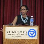 Kidada E. Williams behind GVSU podium